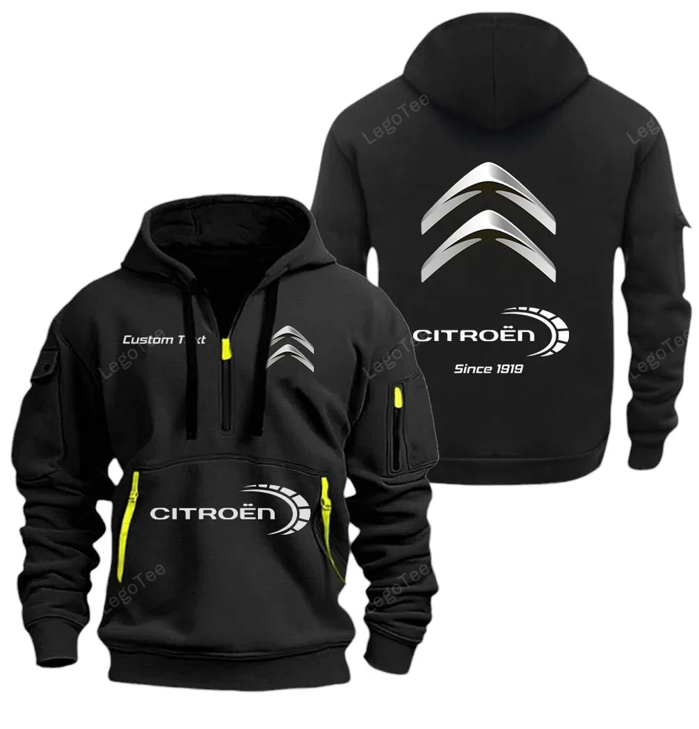 City Car Hoodie Half Zipper, Bold Energy Hoodie CAR052 -Black