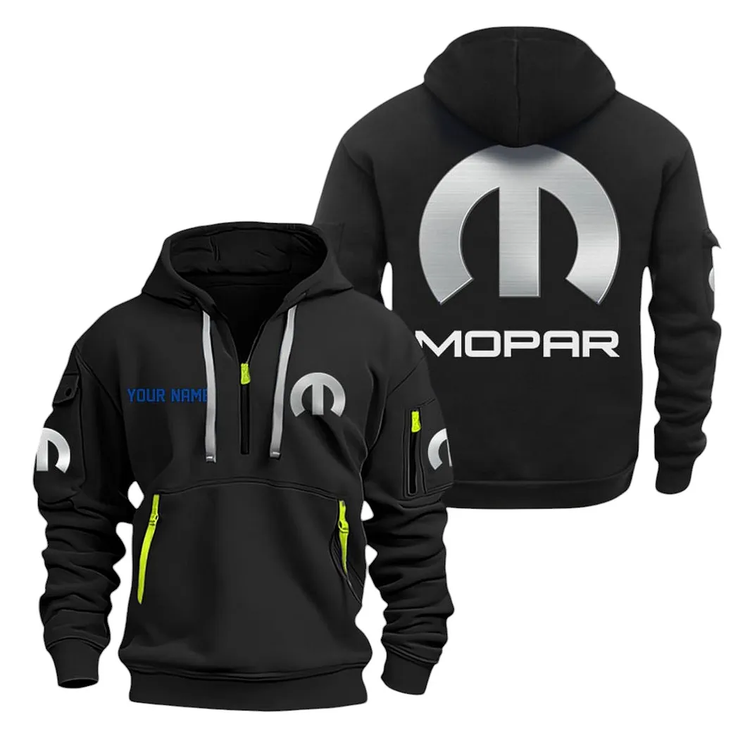 Classic Auto Hoodie Half Zipper, Casual Sport Half-Zip Hoodie CAR200 - Black