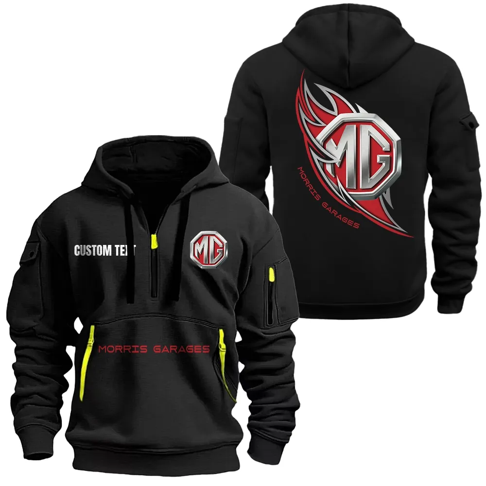 Classic British Car Hoodie Half Zipper, Supporter Style Half-Zip Hoodie CAR170 - Black