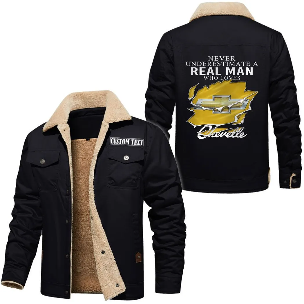 Classic Muscle Car Jacket Fur Collar Fleece, Casual Automotive Fur Fleece CAR566112825530-Black