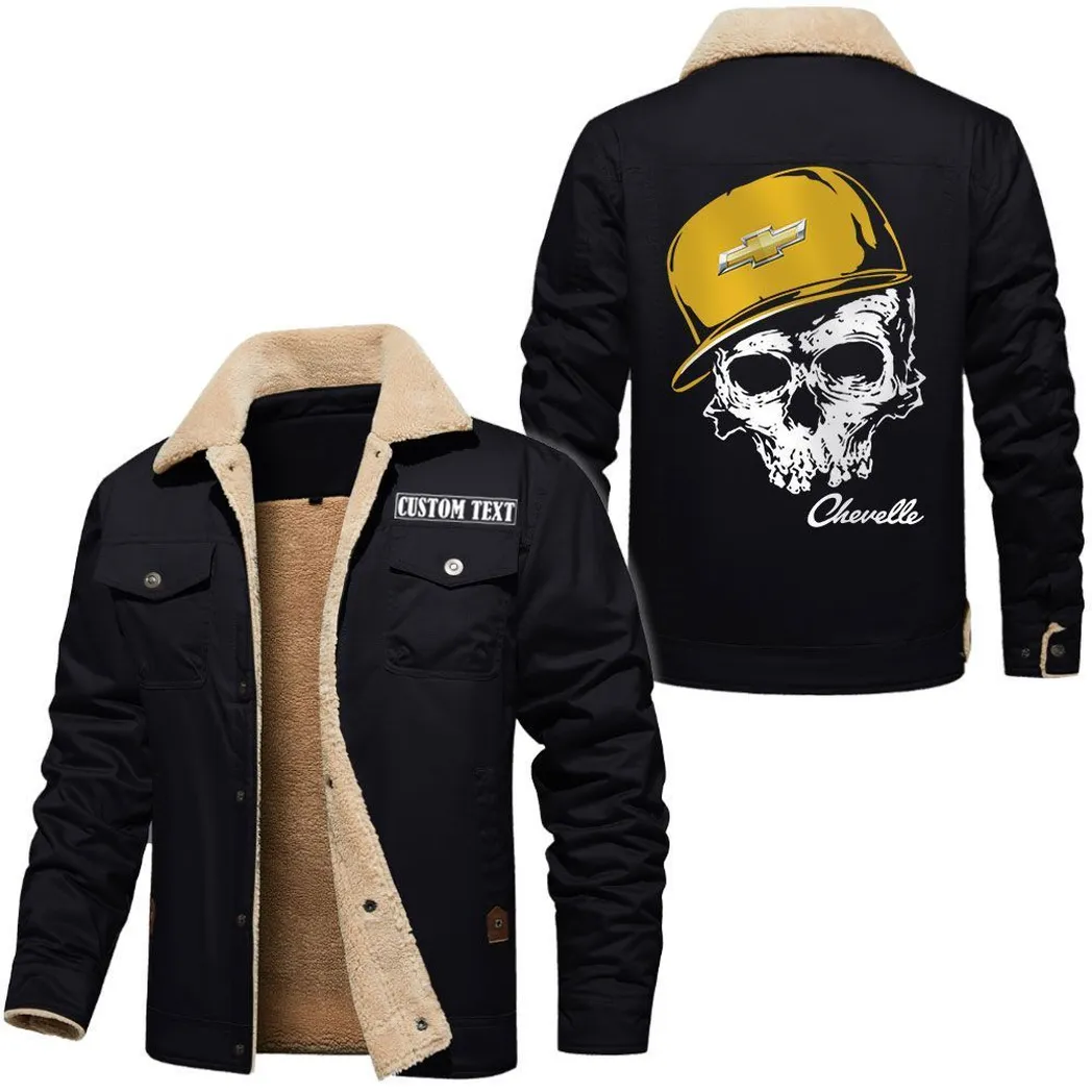 Classic Muscle Car Jacket Fur Collar Fleece, Everyday Driver Warm Fleece CAR566112825397-Black