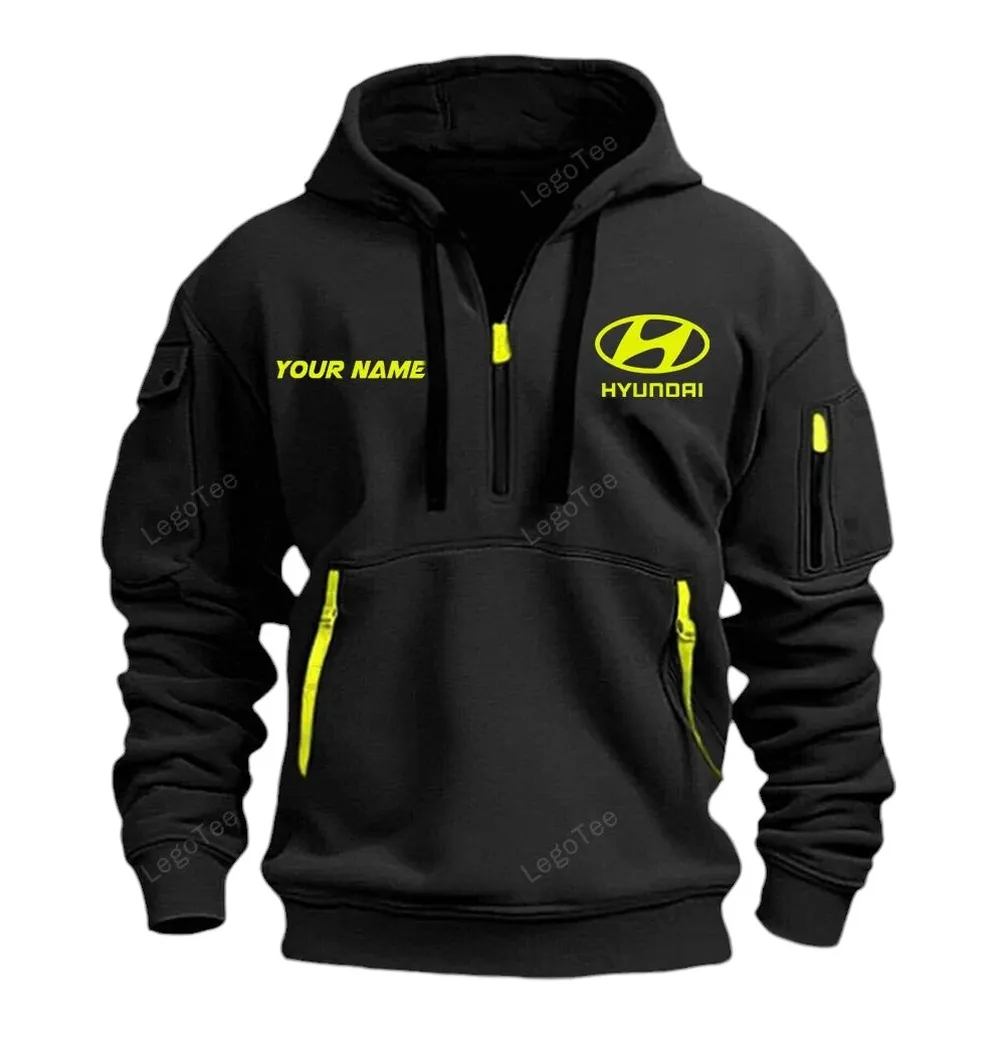 Compact Car Hoodie Half Zipper, All-Season Fan Half-Zip Hoodie CAR042 -Black