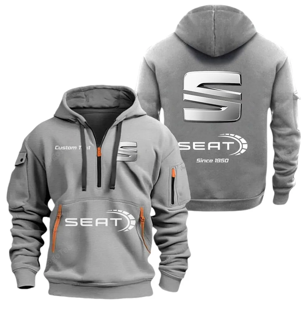 Compact Car Hoodie Half Zipper, Modern Sport Hoodie CAR052 -Gray