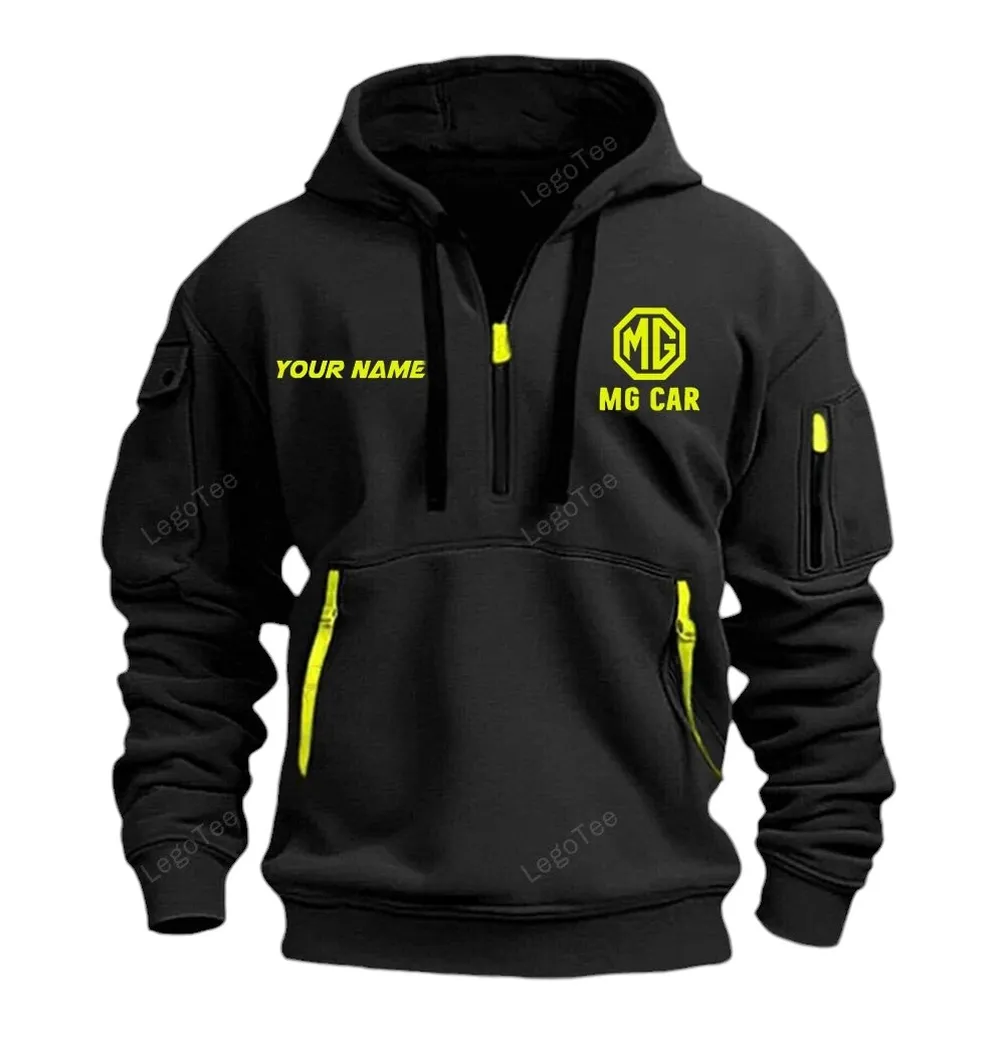 Compact Roadster Hoodie Half Zipper, Streetwear Fan Hoodie CAR042 -Black