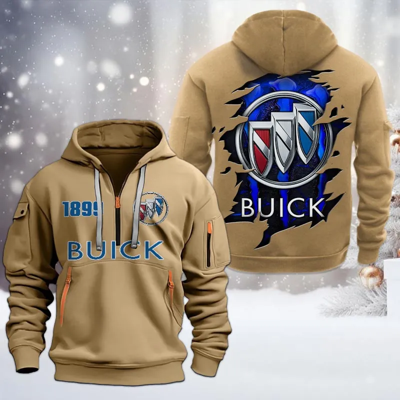 Compact SUV Hoodie Half Zipper, Bold Fan Hoodie CAR198 - Khaki