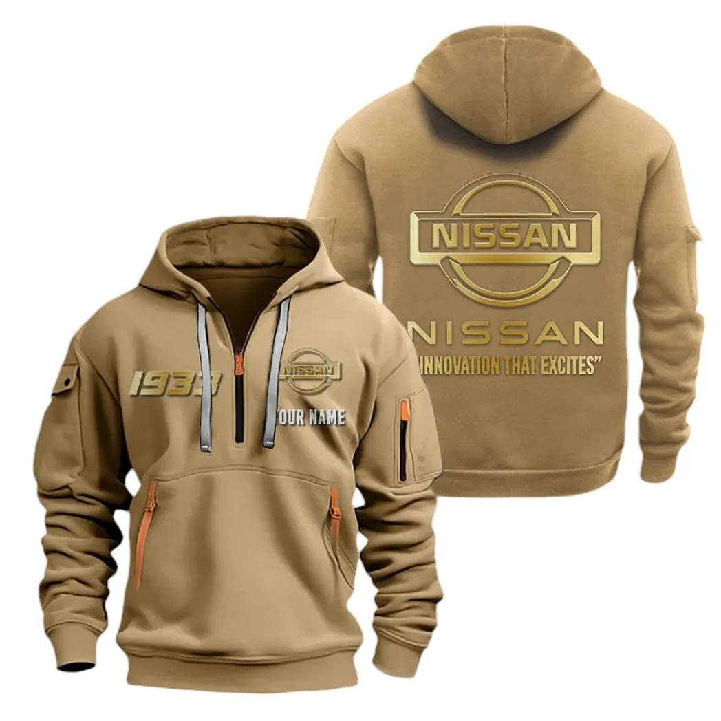 Crossover SUV Hoodie Half Zipper, Sporty Fan Half-Zip Hoodie CAR019 -Khaki