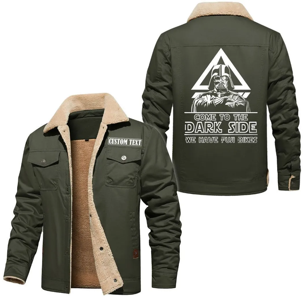 Cycling Motion Jacket Fur Collar Fleece, Open Road Fur Jacket CAR566112825685-Military Green