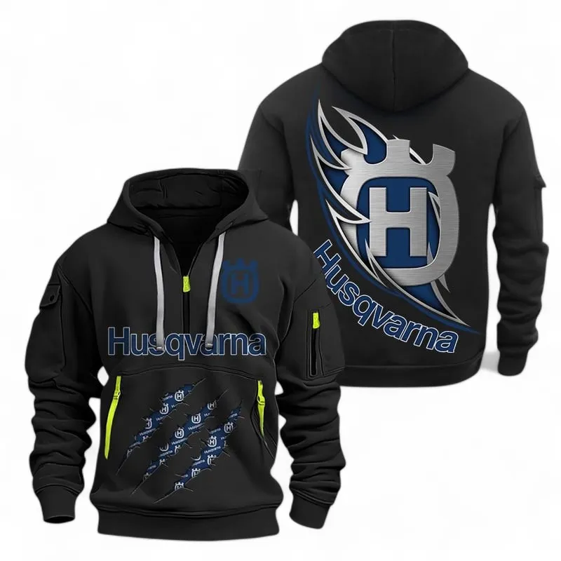 Dirt Track Bike Hoodie Half Zipper, True Fan Hoodie CAR500 - Black