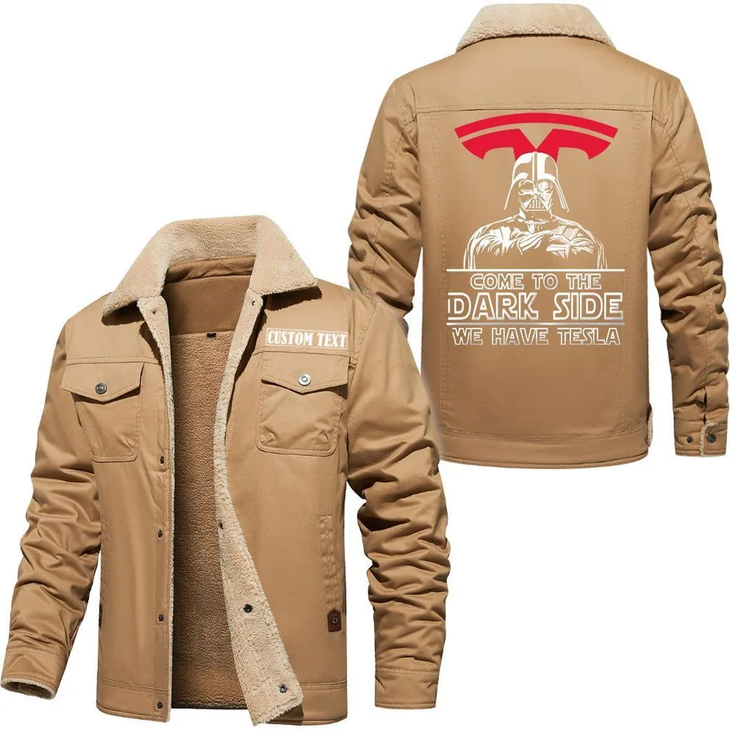Durable Fit Jacket Fur Collar Fleece, Motorcycle Fan Warm Jacket CAR566112825761-Khaki