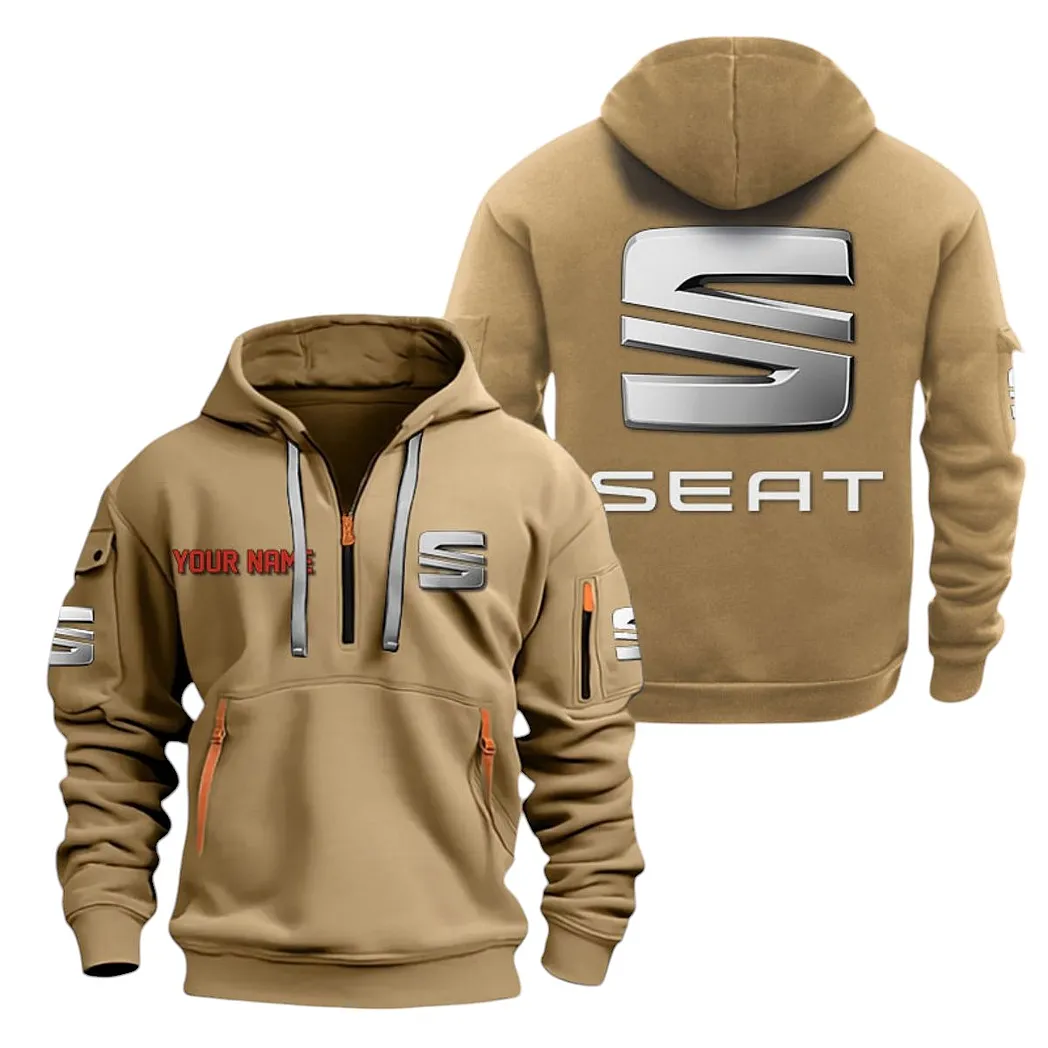 Eco-Friendly Ride Hoodie Half Zipper, Lifestyle Fan Half-Zip Hoodie CAR200 - Khaki
