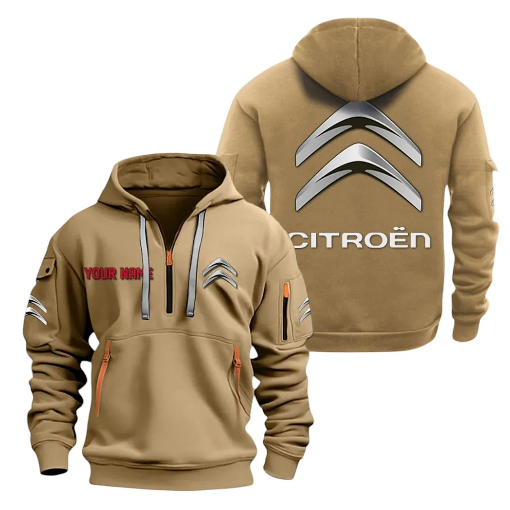 European Car Hoodie Half Zipper, Athletic Fan Half-Zip Hoodie CAR200 - Khaki