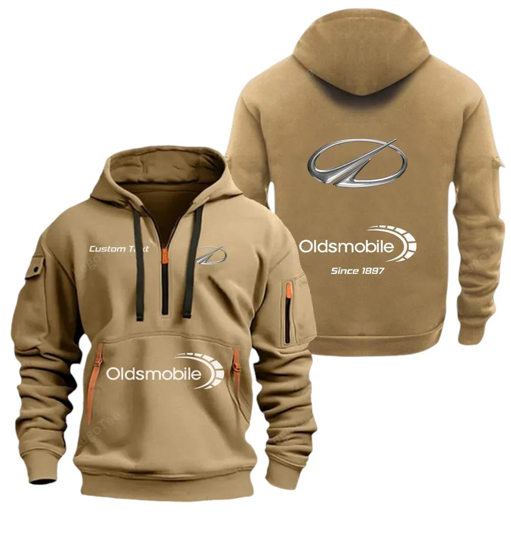 Everyday Car Hoodie Half Zipper, Bold Fan Hoodie CAR052 -Khaki