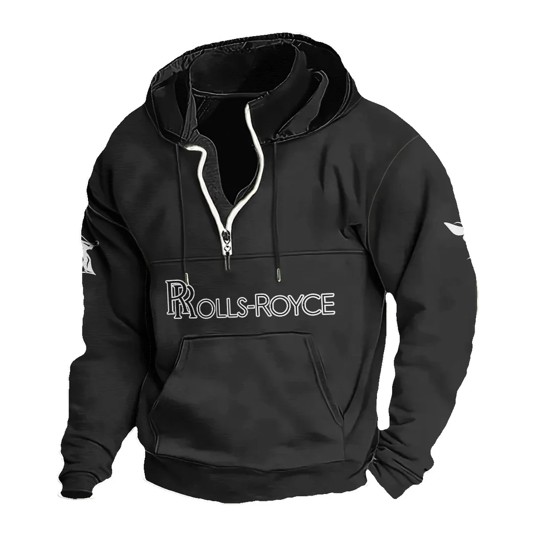 Exotic Luxury Ride Casual Stand Up Collar Hoodie, Road Life Edge Hoodie HVN1397RR - Black