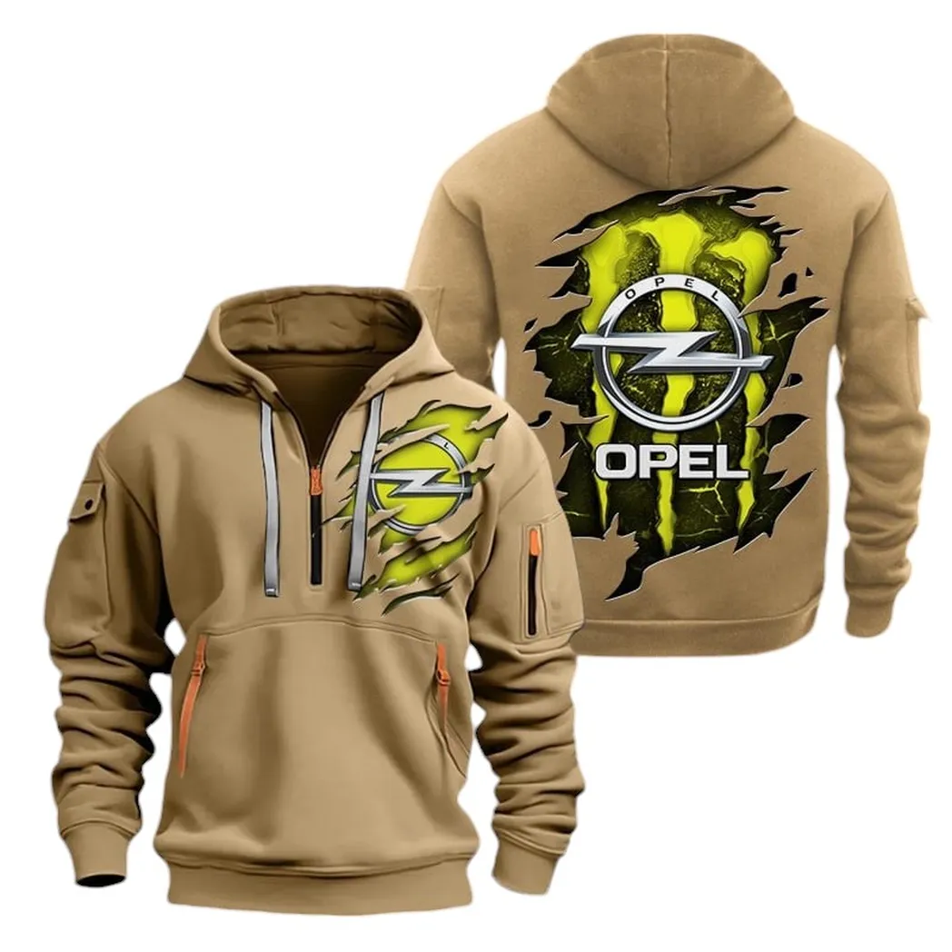 Family Vehicle Hoodie Half Zipper, Fan Pride Half-Zip Hoodie CAR021 -Khaki