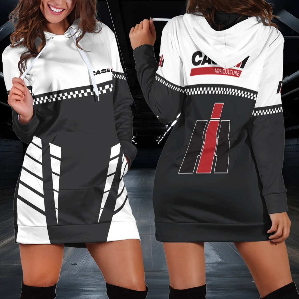 Field Work Machine Hoodie Dress, Moto Attitude in Every Wear HVN1385CS