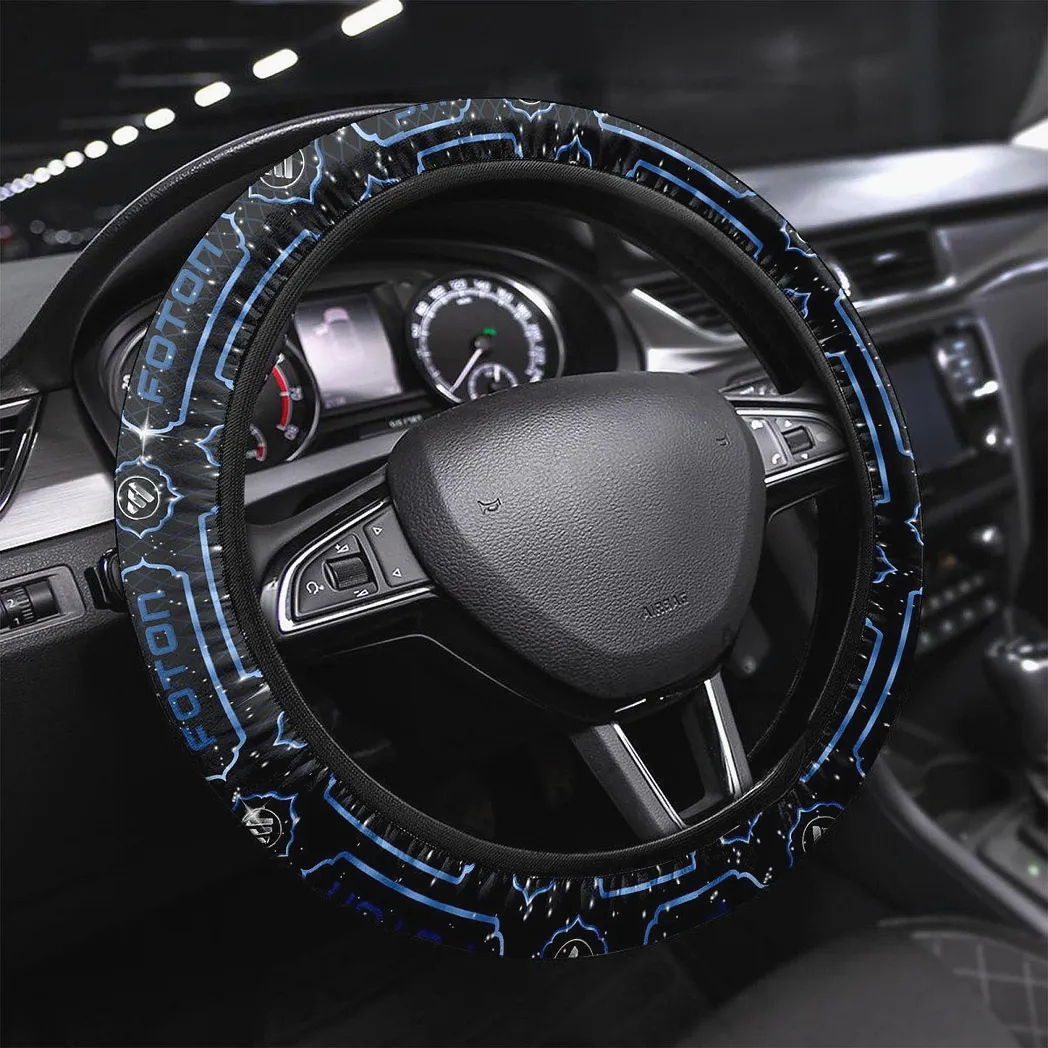 Fieldpro Machines Steering Wheel Cover 3D Print, Sleek Leather Car Wheel Cover CAR146 - Blue
