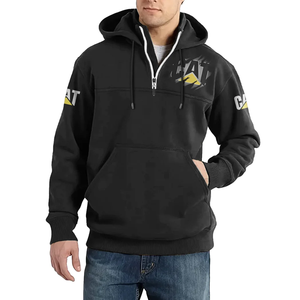 Heavy Machinery Casual Stand Up Collar Hoodie, Rider Lifestyle Hoodie HVN1386CI - Black