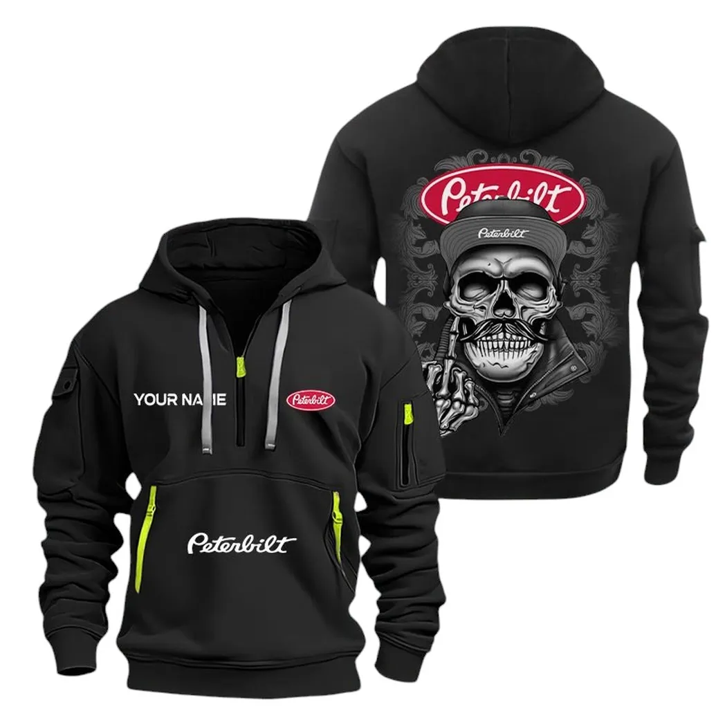 Heavy Truck Hoodie Half Zipper, Modern Sport Hoodie CAR166 - Black