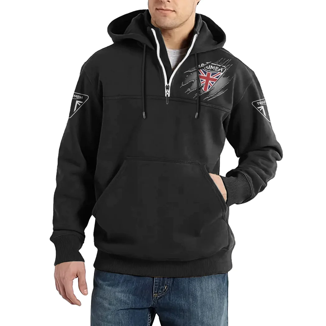 Heritage Ride Casual Stand Up Collar Hoodie, Casual Rider Energy Hoodie HVN1386TM - Black
