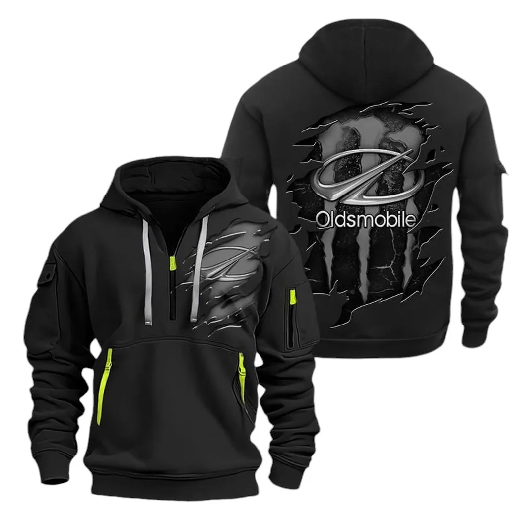 Heritage Vehicle Hoodie Half Zipper, Sporty Fan Half-Zip Hoodie CAR021 -Black