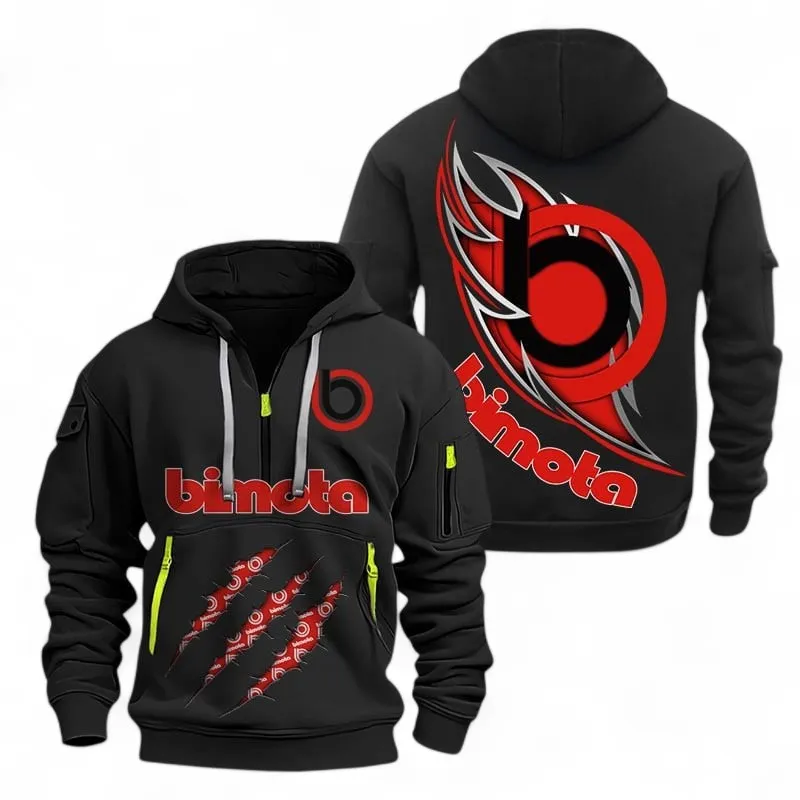 High-End Motorcycle Hoodie Half Zipper, Lifestyle Fan Half-Zip Hoodie CAR500 - Black