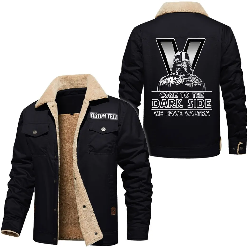High-Farm Tractor Jacket Fur Collar Fleece, Cozy Car Culture Jacket CAR566112825768-Black