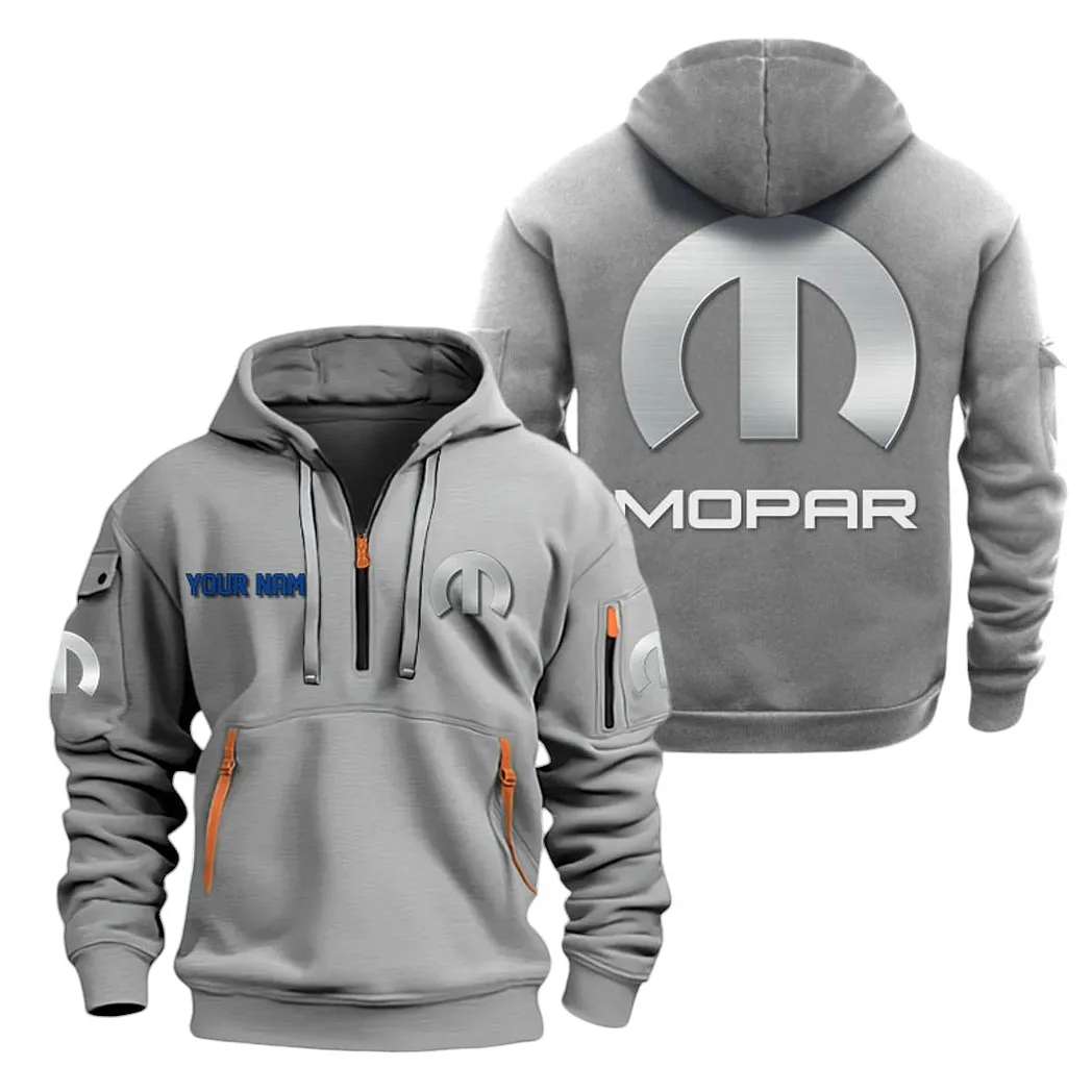 High-Performance Mods Hoodie Half Zipper, Bold Fan Hoodie CAR200 - Gray
