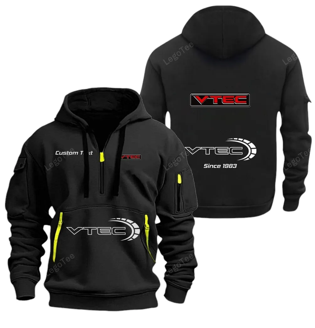 High-Rev Hatchback Hoodie Half Zipper, True Supporter Half-Zip Hoodie CAR052 -Black