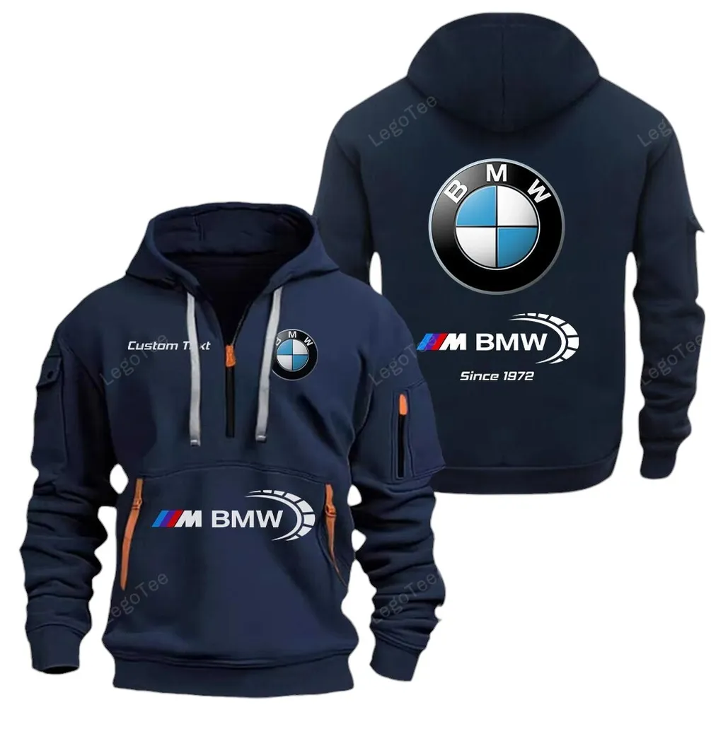 High-Speed Car Hoodie Half Zipper, Sporty Fan Half-Zip Hoodie CAR052 -Navy