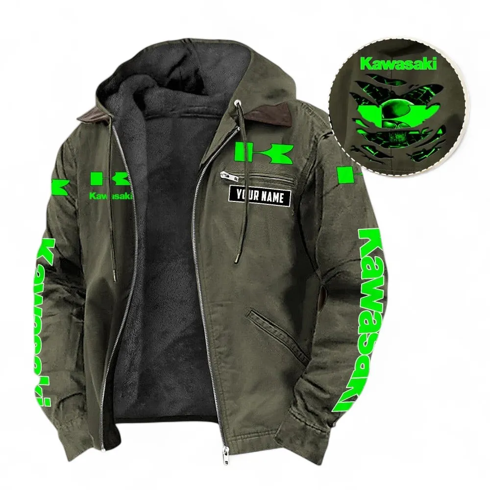High-Speed Two-Wheeler Hooded And Flannel Hoodie, Streetwear Casual Outfit For Car Lovers CAR391 - Green