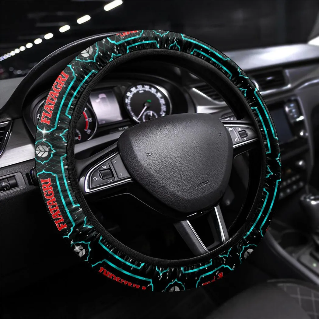LandPro Equipment Steering Wheel Cover 3D Print, All-Season Driver's Grip Cover CAR550 - Cyan