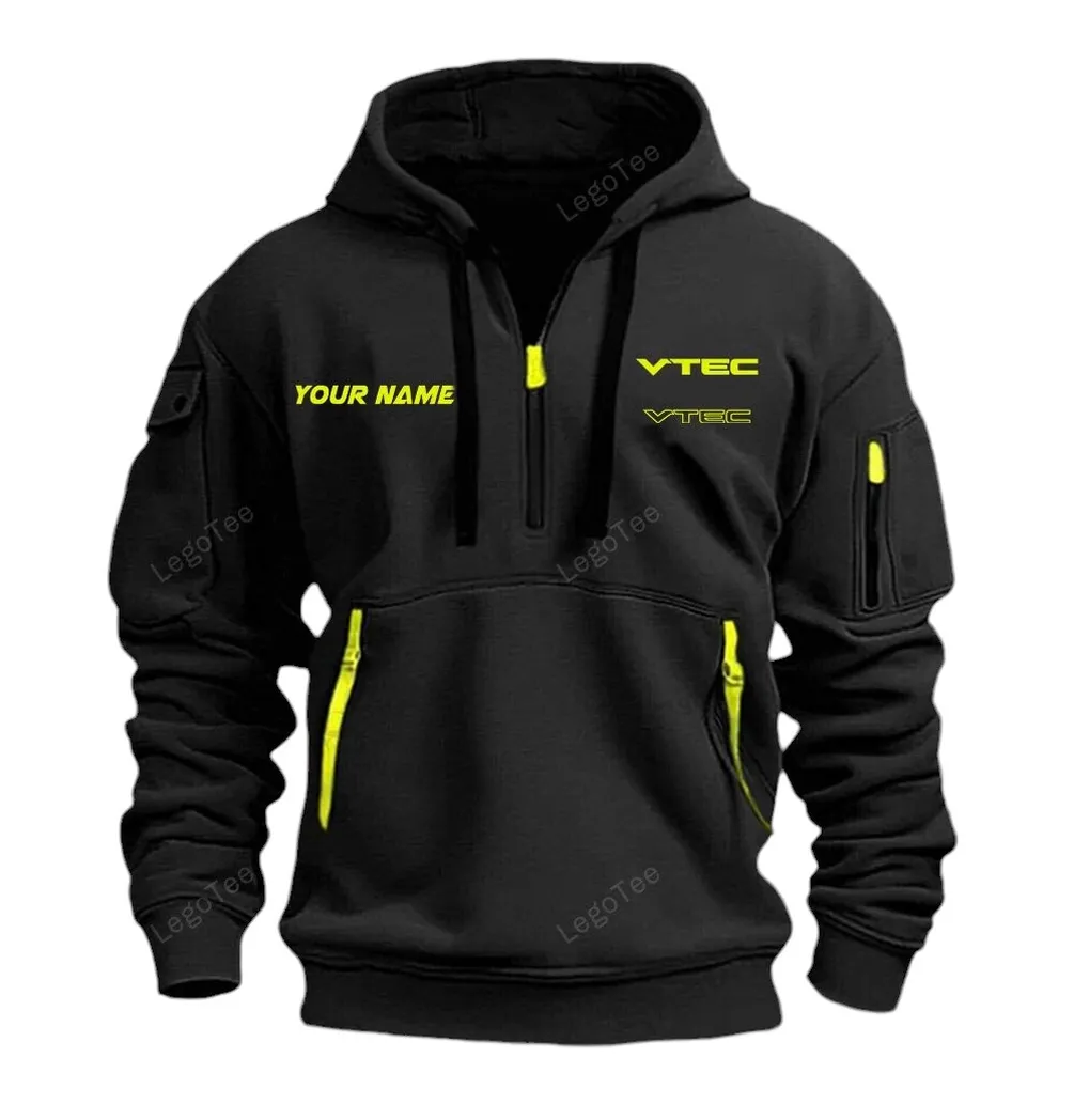 Lightweight Racer Hoodie Half Zipper, All-Season Fan Half-Zip Hoodie CAR042 -Black