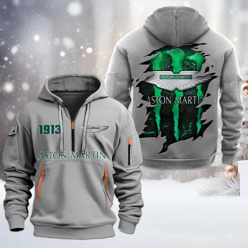 Luxury Supercar Hoodie Half Zipper, Performance Fan Hoodie CAR198 - Gray