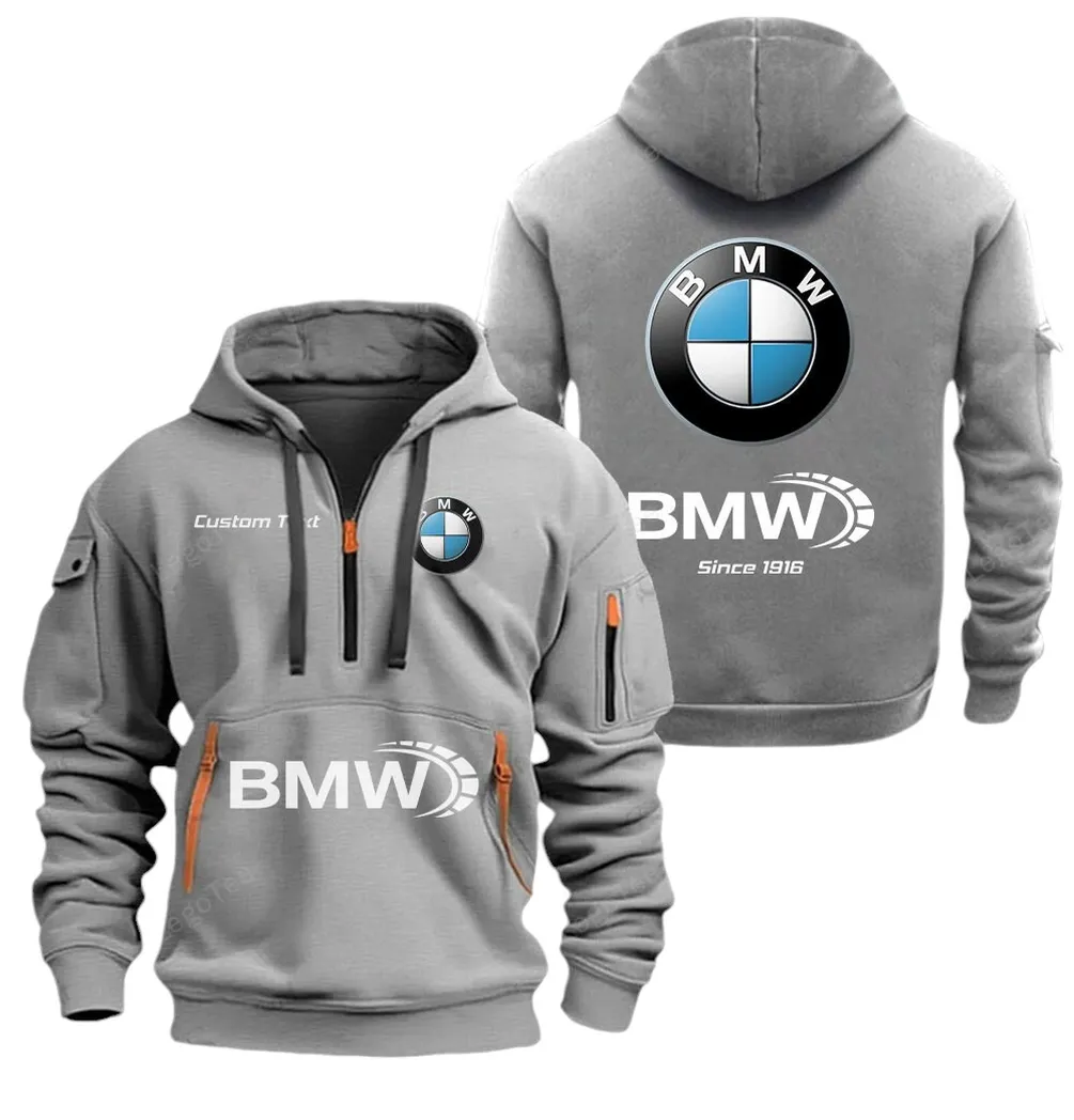 Luxury SUV Hoodie Half Zipper, Sporty Fan Half-Zip Hoodie CAR052 -Gray