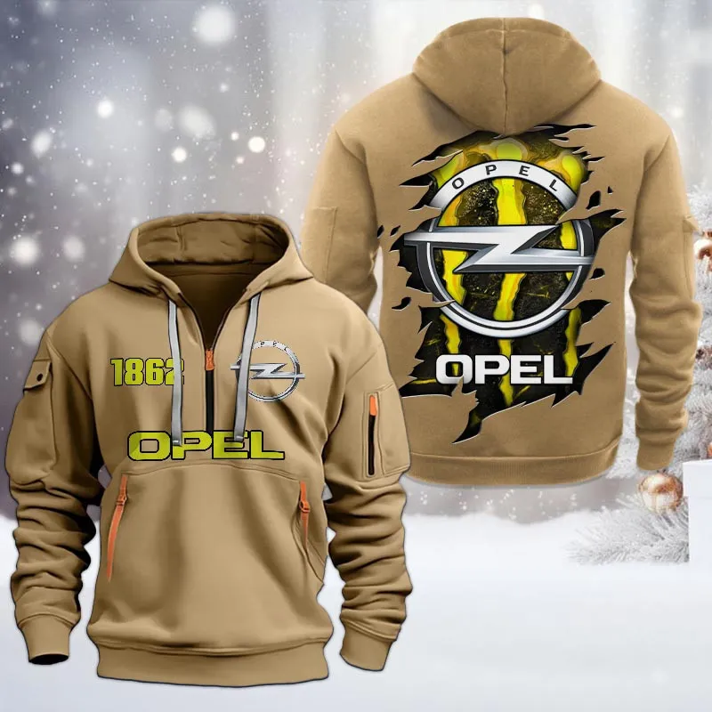 Mid-Size Auto Hoodie Half Zipper, Classic Sport Half-Zip Hoodie CAR198 - Khaki