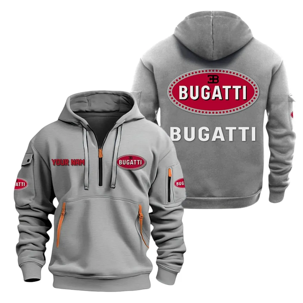 Million-Dollar Car Hoodie Half Zipper, Casual Sport Half-Zip Hoodie CAR200 - Gray