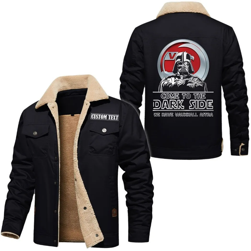 Modern Drive Jacket Fur Collar Fleece, Bold Automotive Fleece Jacket CAR566112825769-Black