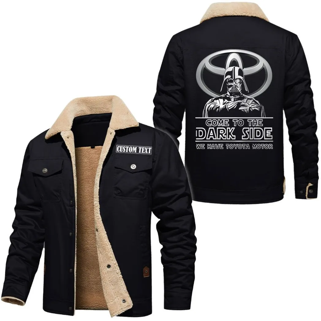 Modern Drive Jacket Fur Collar Fleece, Rugged Fur Collar Fleece CAR566112825764-Black