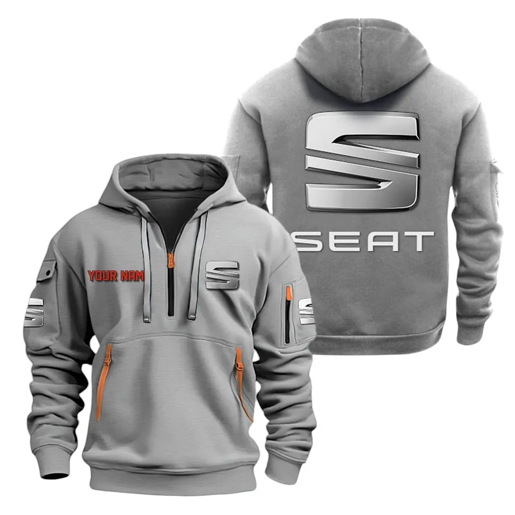 Modern Hatchback Hoodie Half Zipper, Streetwear Fan Hoodie CAR200 - Gray