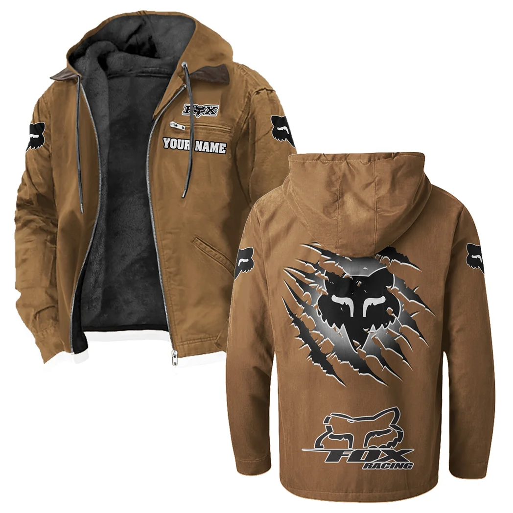 Motocross Gear Flannel Hoodie, Ride-Inspired Streetwear HVN1327FR - Camel