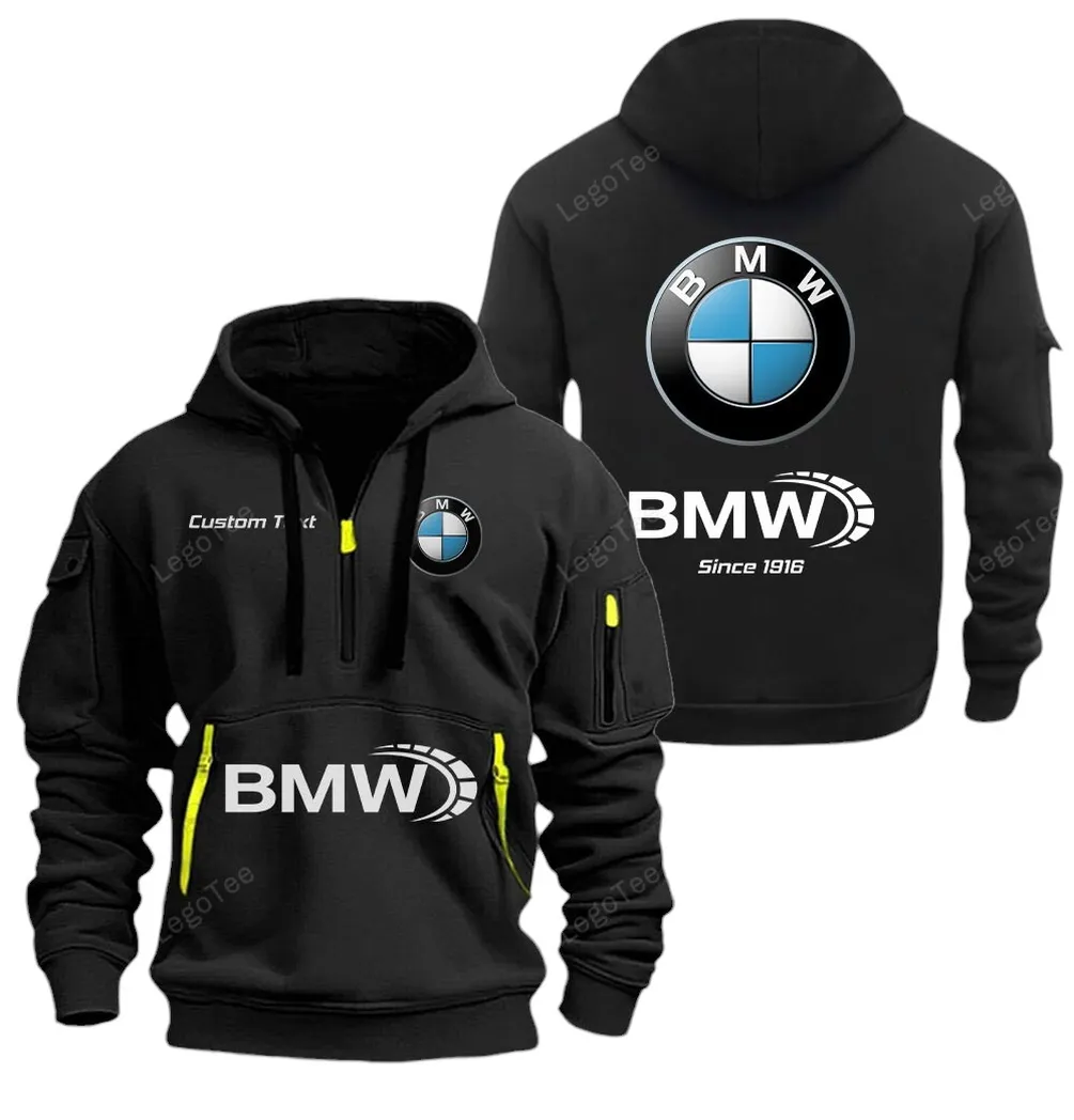 Motorsport Car Hoodie Half Zipper, Athletic Fan Half-Zip Hoodie CAR052 -Black