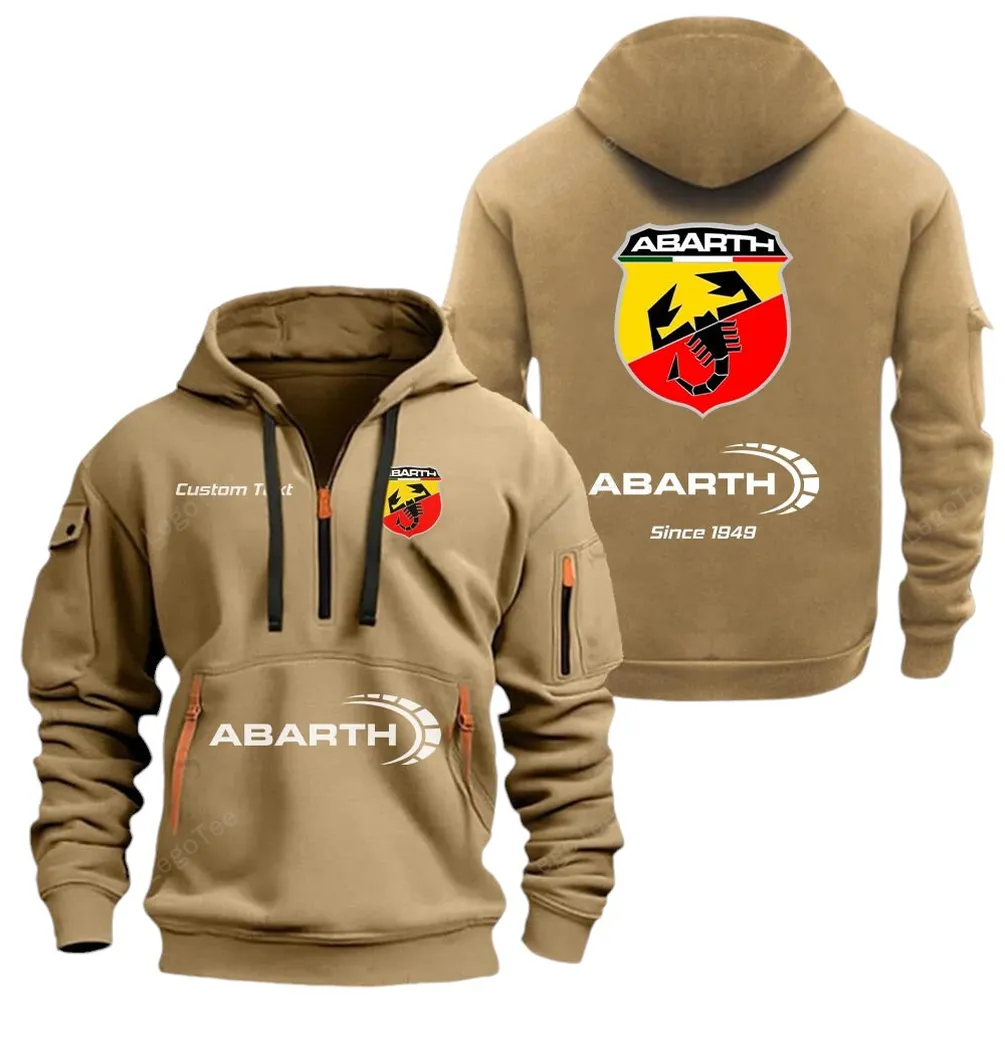 Motorsport Spirit Hoodie Half Zipper, Active Supporter Half-Zip Hoodie CAR052 -Khaki