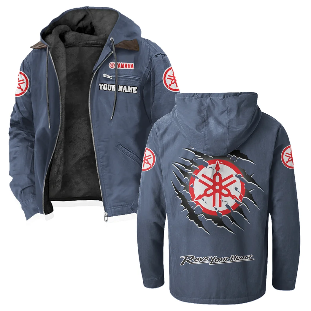 Off-Road Bike Flannel Hoodie, Ride-Ready Hooded Style HVN1327YA - Navy Blue