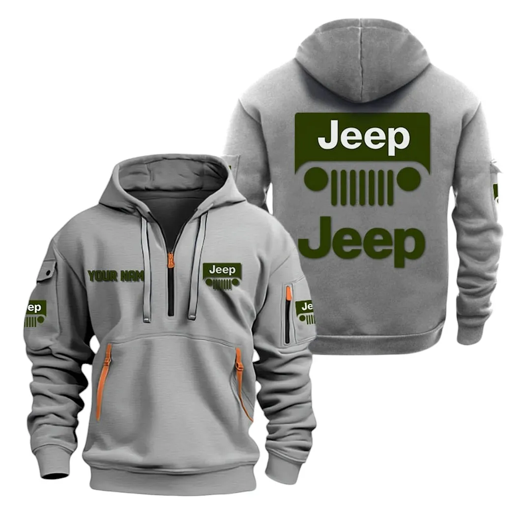 Off-Road Vehicle Hoodie Half Zipper, Active Spirit Hoodie CAR200 - Gray