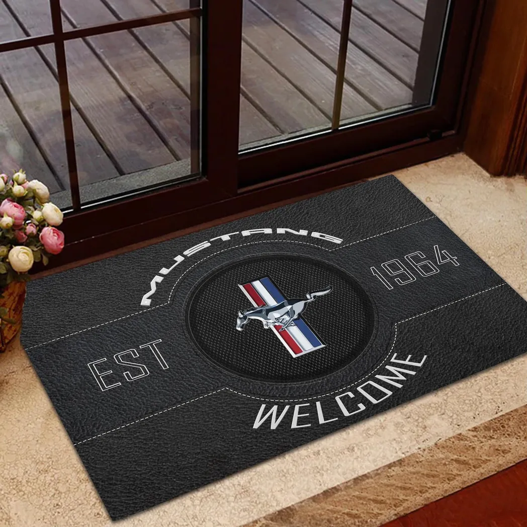 Performance Car Doormat, Durable Auto-Inspired Rug for Garage or Home Entry CAR169 - Black
