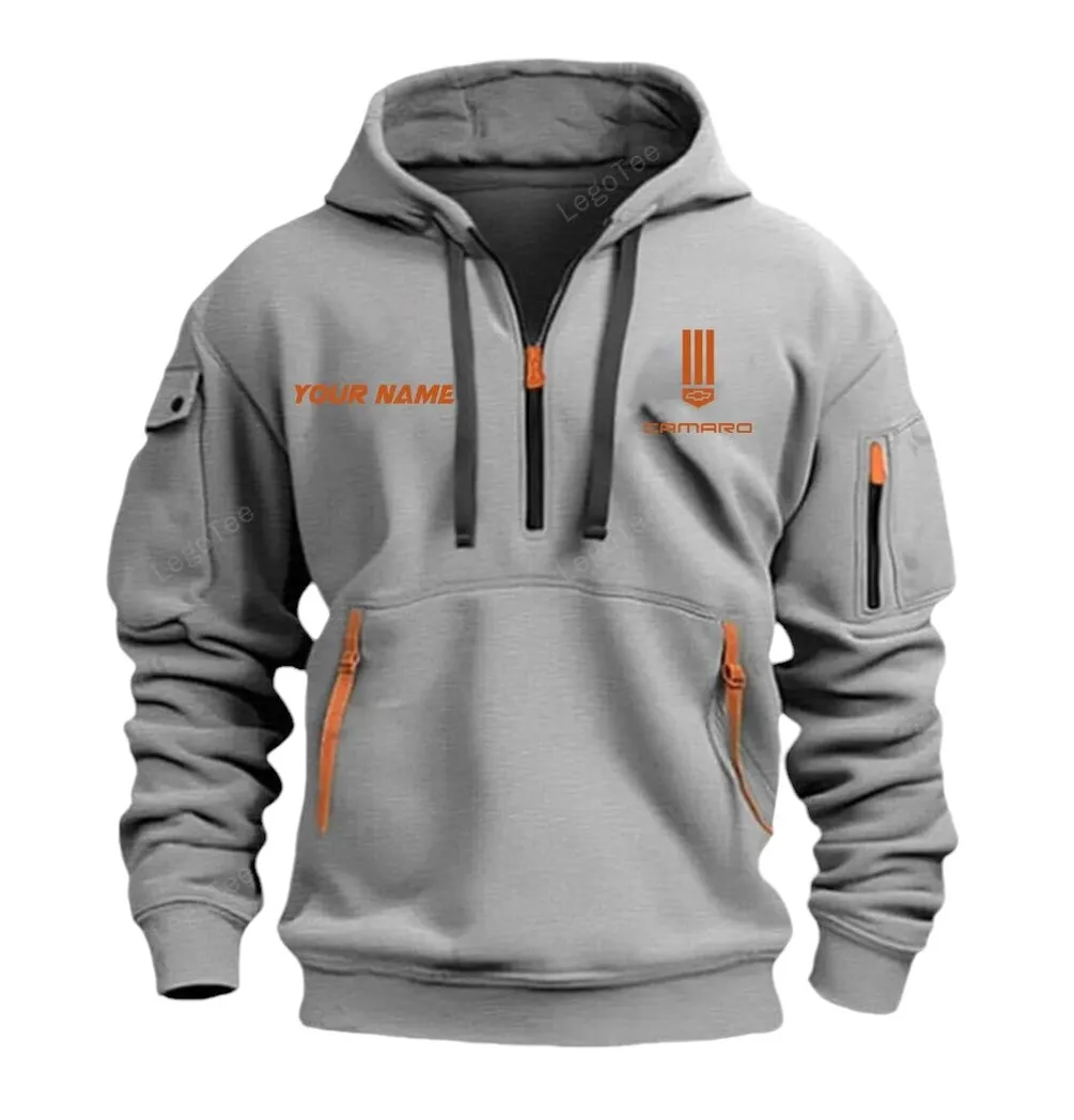 Performance Car Hoodie Half Zipper, Fan Pride Half-Zip Hoodie CAR042 -Gray