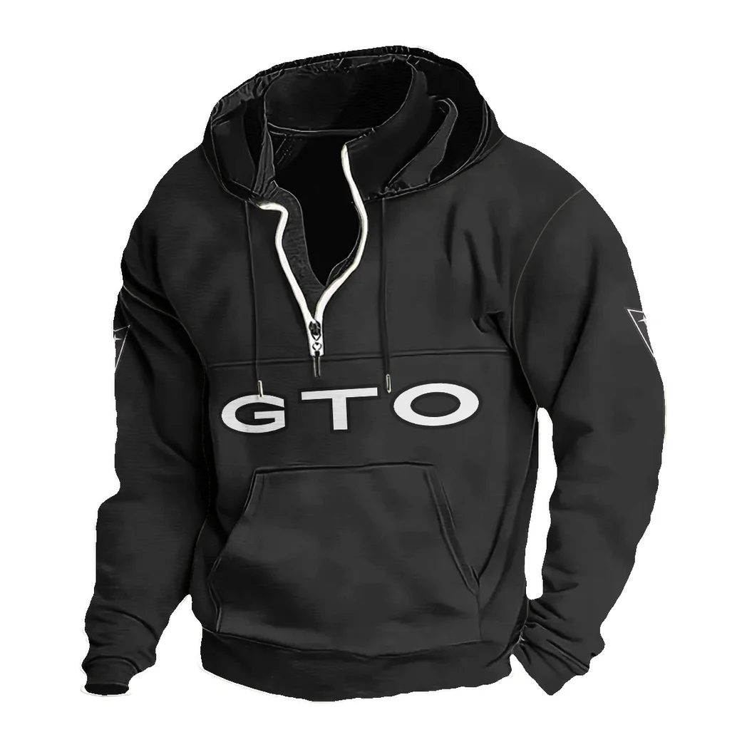 Performance Coupe Casual Stand Up Collar Hoodie, Auto Enthusiast Streetwear HVN1397PG - Black