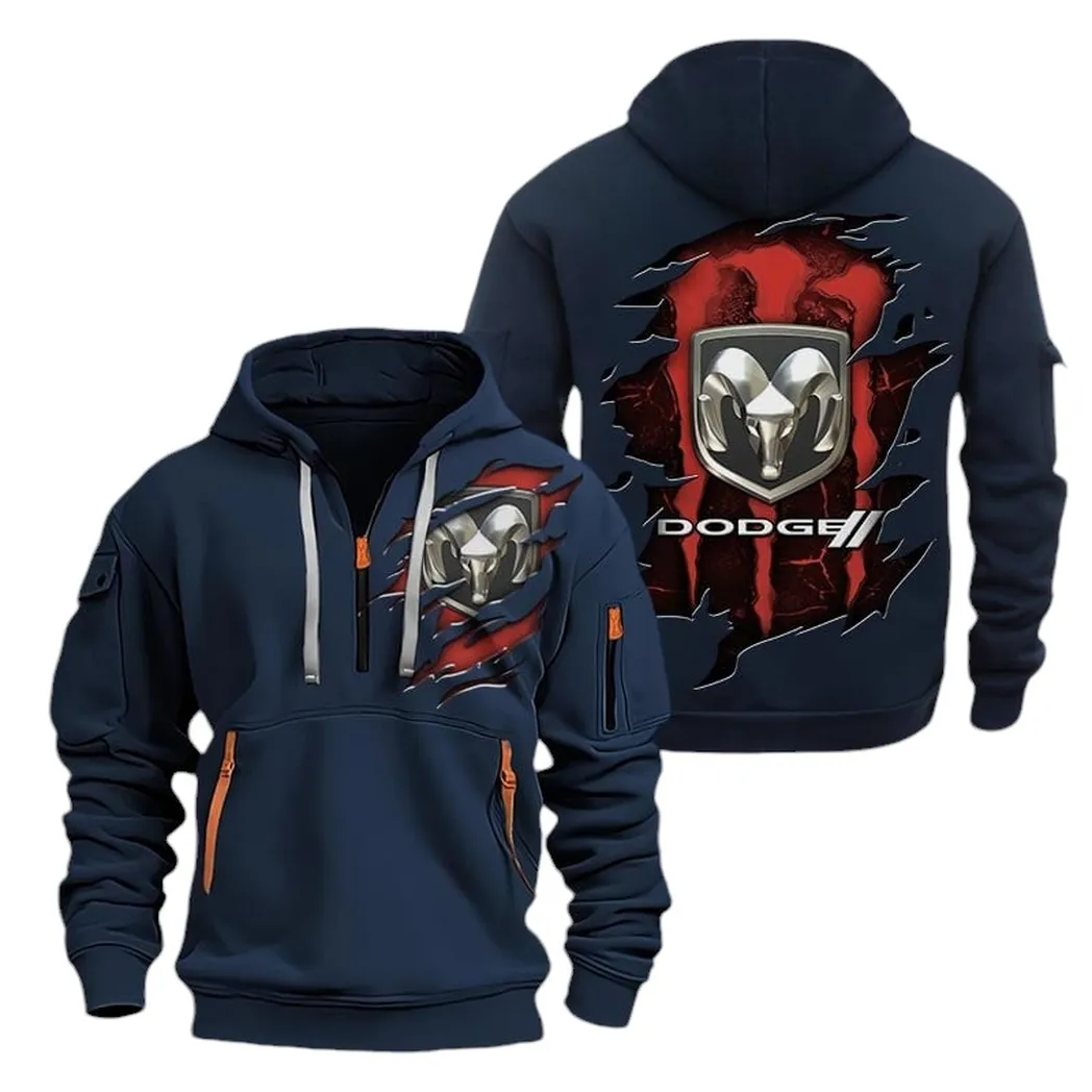 Power Car Hoodie Half Zipper, All-Season Fan Half-Zip Hoodie CAR021 -Navy