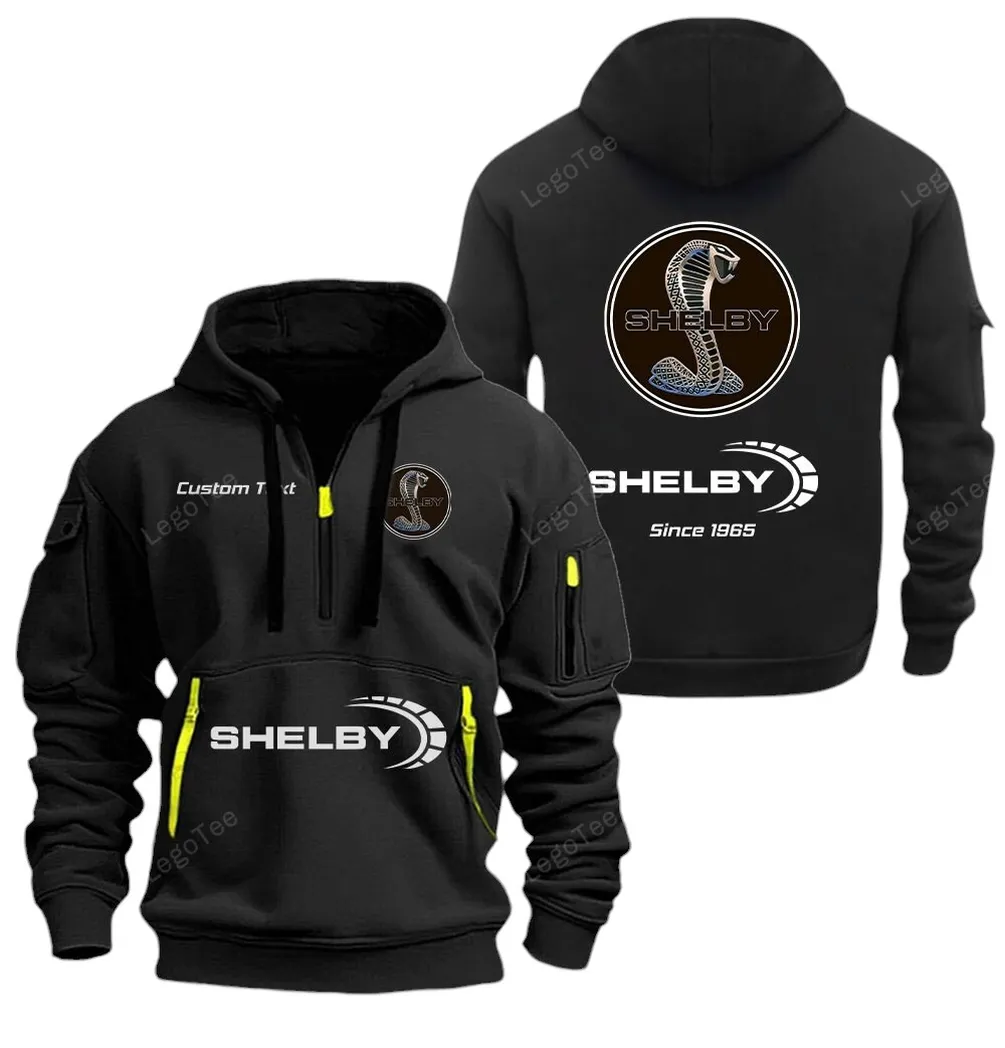 Power Coupe Hoodie Half Zipper, Supporter Spirit Hoodie CAR052 -Black