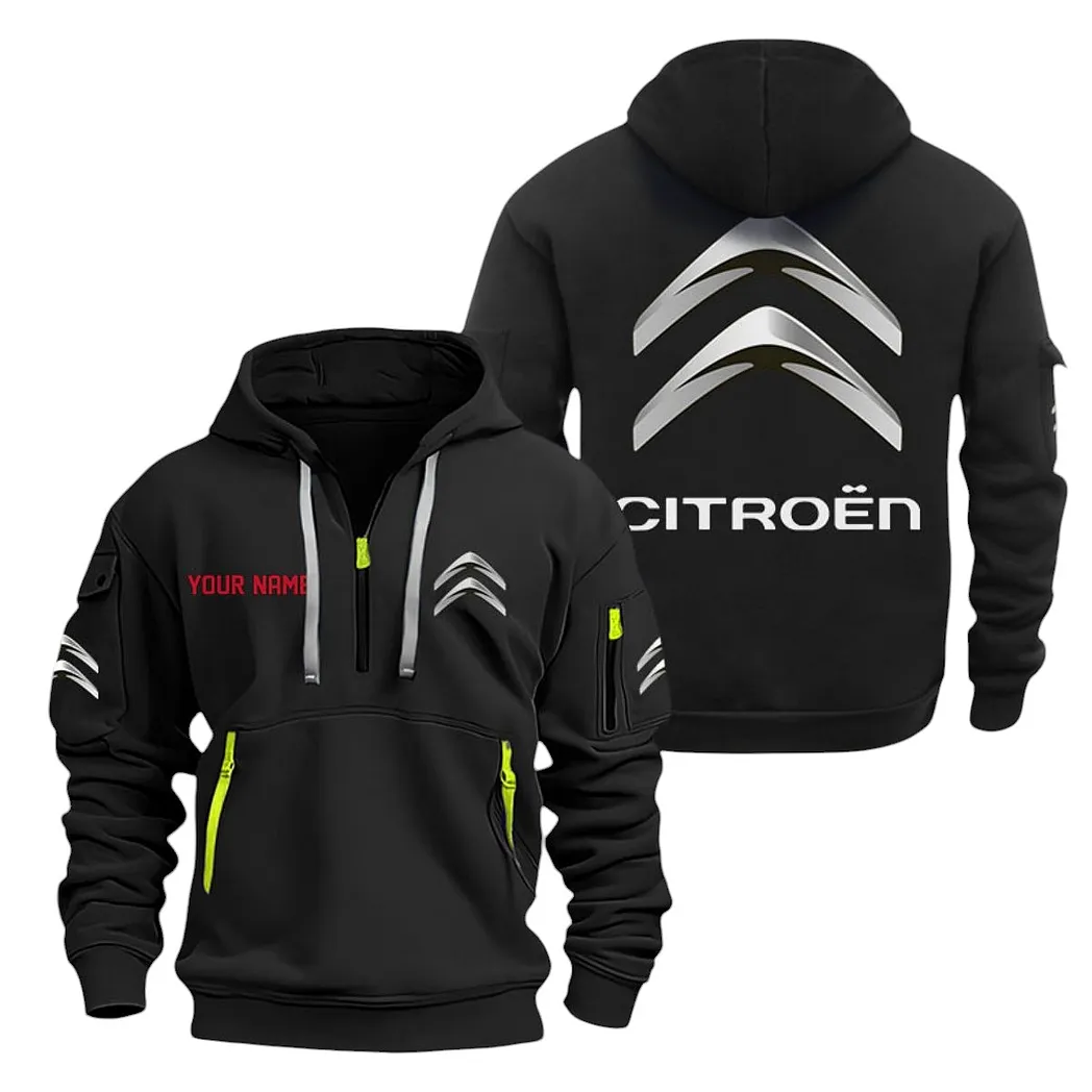 Practical Crossover Hoodie Half Zipper, Bold Energy Hoodie CAR200 - Black